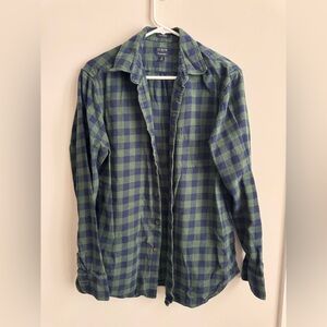 J. Crew Green and Navy Buffalo Check Flannel Shirt